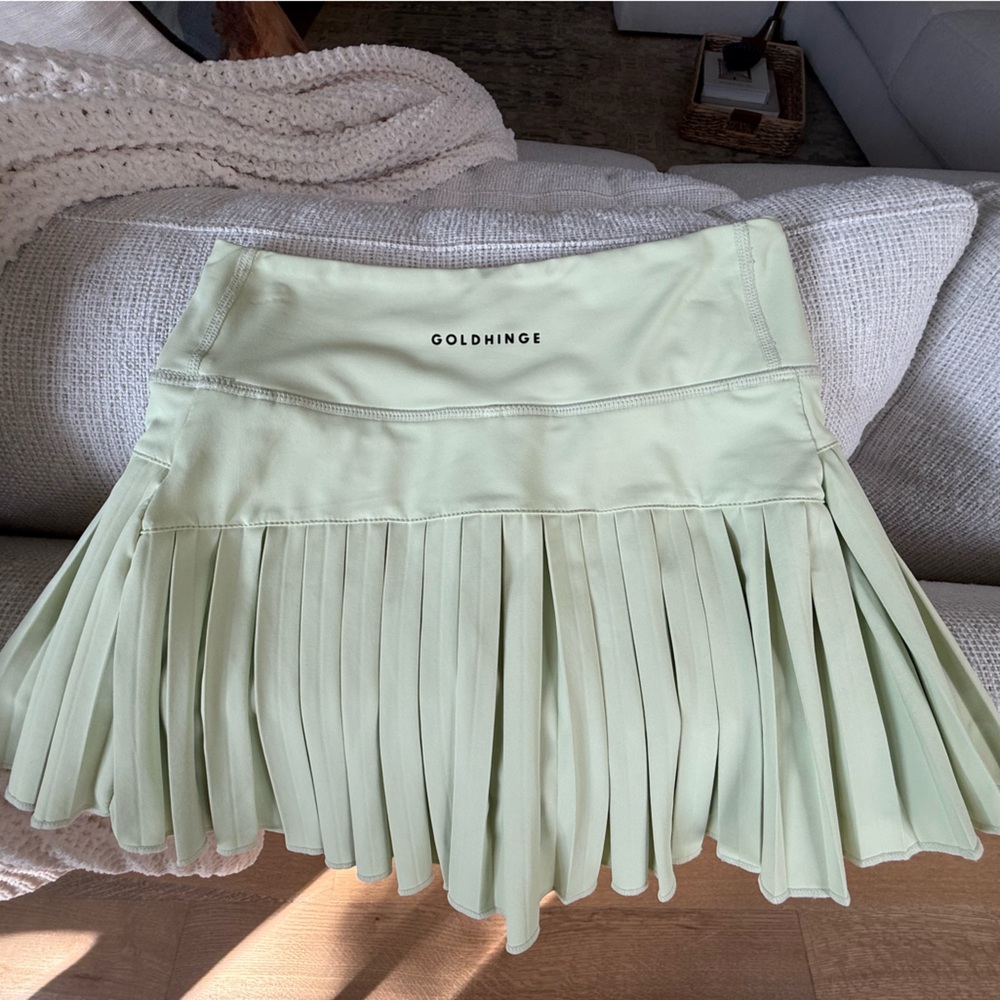 Goldhinge Light Green Pleated Skirt